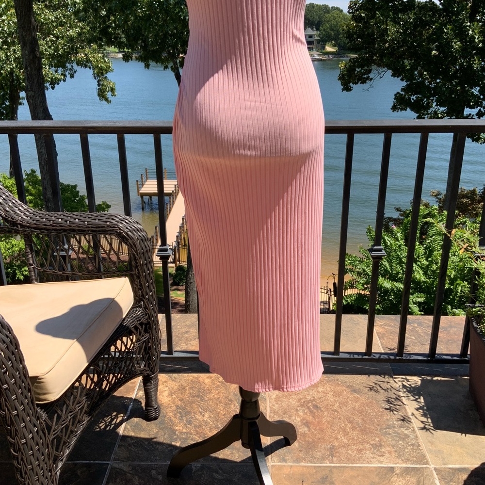 2 Sleeveless Rib MIDI Dresses (Pink and Blue) - Picture 7 of 7